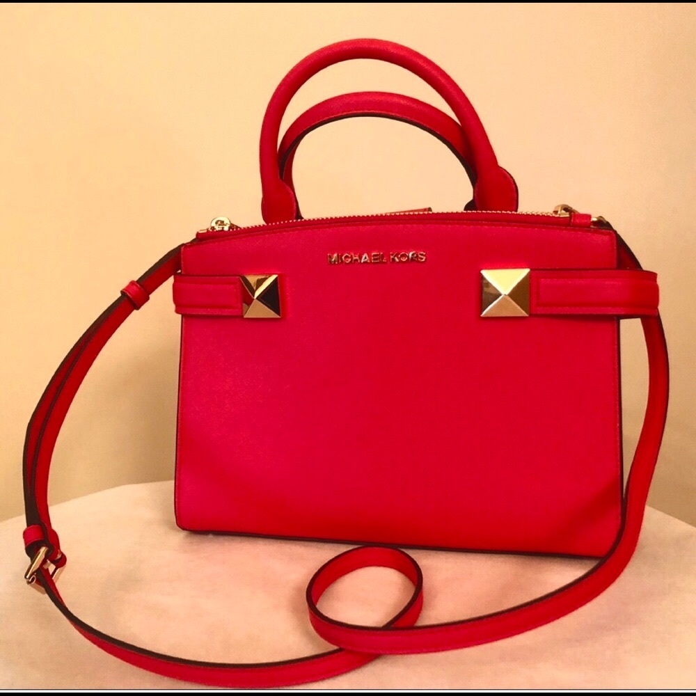 NWT Michael Kors red crossbody satchel purse